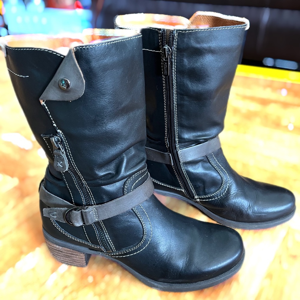 PIKOLINOS Women's Le Mans 838-9629 Black Boots with Buckle 7.5-8